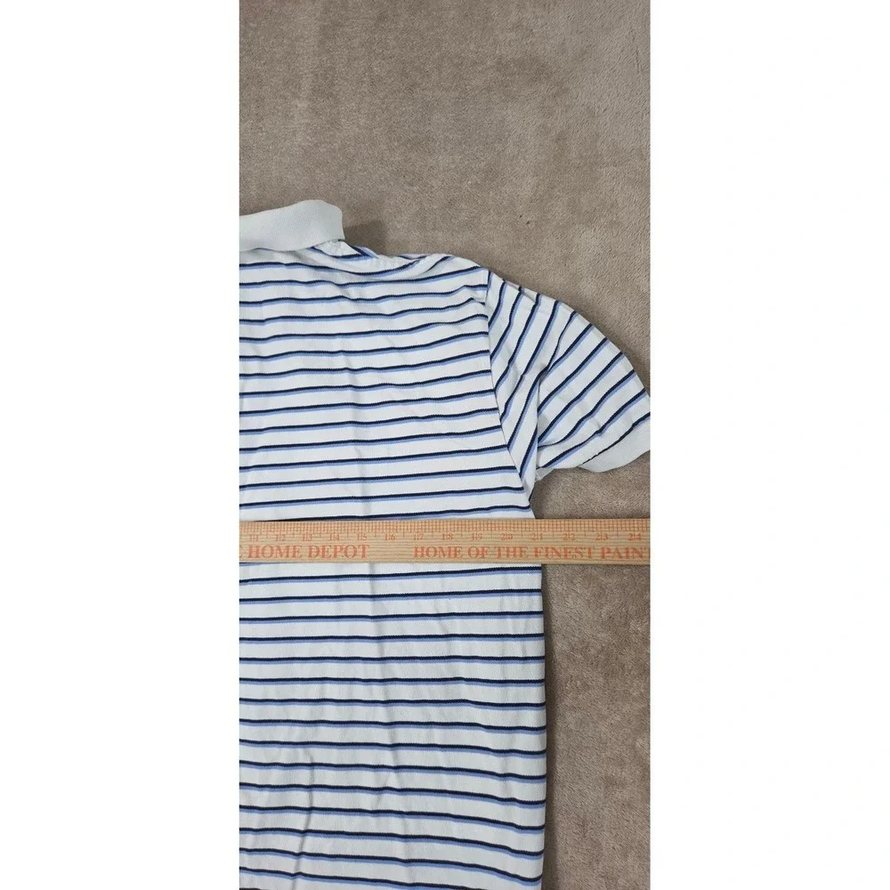 Vintage Polo Ralph Lauren Polo Shirt Mens size L white/Blue striped Cotton S/S